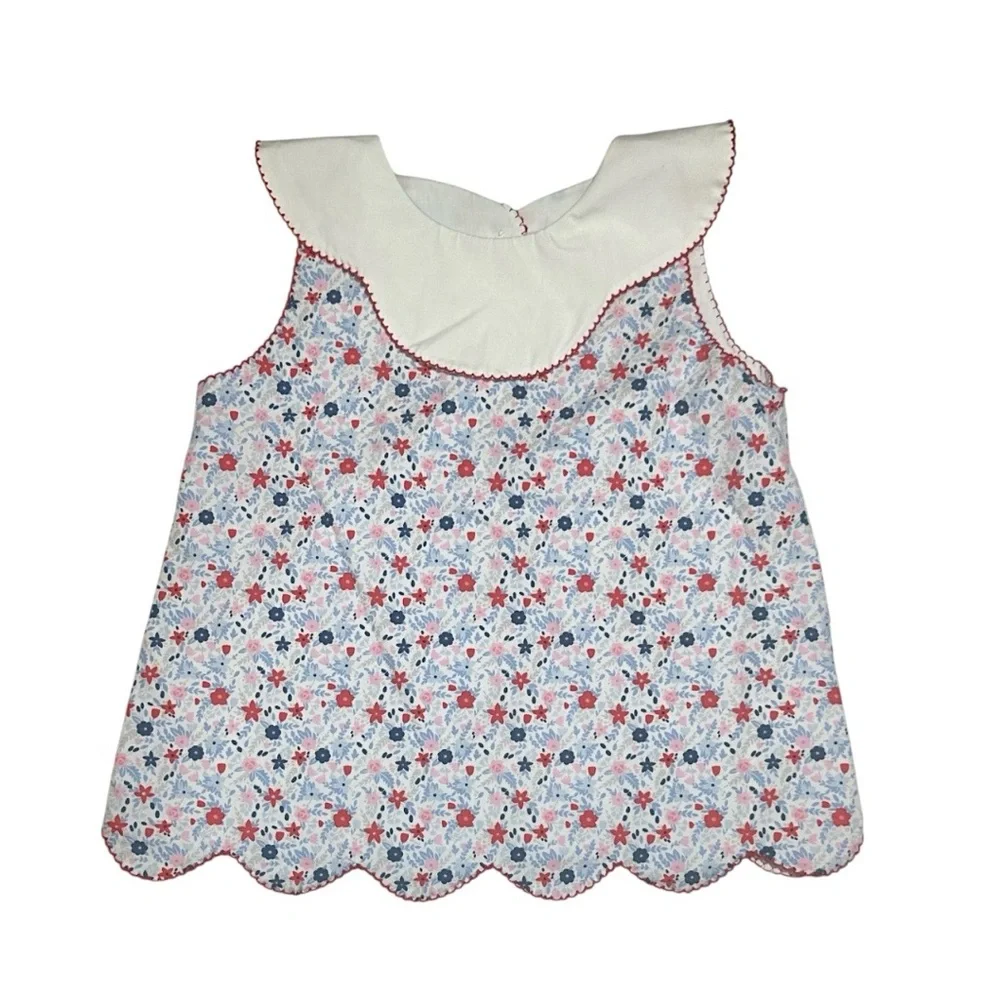 EEUC Castles & Crowns scallop collar floral print swing back short set 6